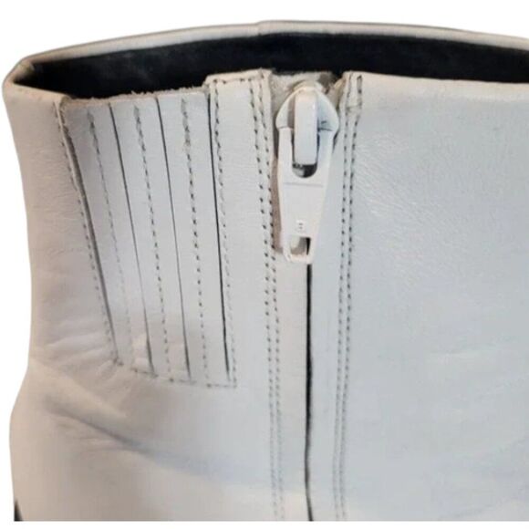 Alexander Wang Size 39.5 / US 9 Anna White Leather Bootie Block Heel with metal - Picture 10 of 16